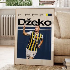 Edin Dzeko Poster, Fenerbahce Football Instant Download Poster, Edin Dzeko Fenerbahce Poster, Football Poster Gifts