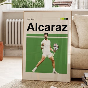 Póster de Carlos Alcaraz, póster de tenis, impresión artística de tenis, póster digital de tenis, póster deportivo, póster inspirado en Alcaraz, impresiones de tenis.