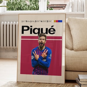 Gerard Pique Poster, Barcelona Football Team, Printable Digital Wall Decor, Football Posters, Instant Download Print Art, Football Posters