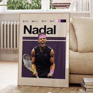 Rafael Nadal Poster, Tennis Art Print. Tennis Prints, Tennis Posters, Rafael Nadal Inspired Poster. Nadal Digital Prints Art.
