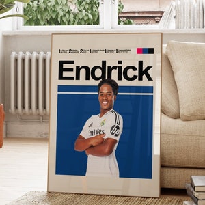 Endrick  Poster, Real Madrid Football Team, Soccer Print Art, Soccer Player Poster, Minimalist Wall Art