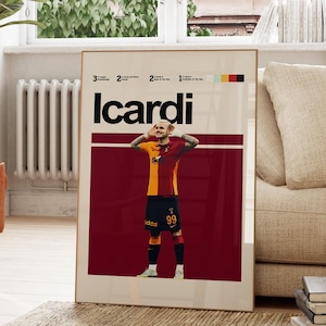 Mauro Icardi Poster, Icardi Galatasaray Poster, Football Wall Poster, Printable Design Art. Download Prints, Mid-Century Modern.