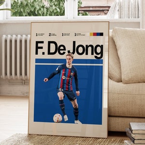 Póster de Frenkie de Jong, póster del Barcelona, póster de fútbol de descarga instantánea, impresión digital, decoración imprimible para el hogar