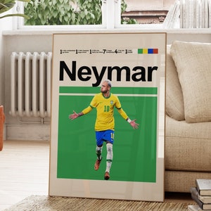 Neymar Poster, Brasilien Fussball Nationalmannschaft, Download Print, digitales Fussball Poster, brasilianische Legenden, Fussball Geschenke