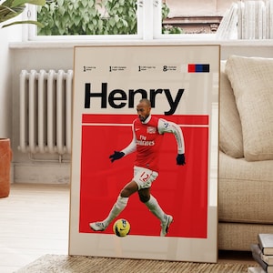 Thierry Henry Poster, Arsenal Legend Thierry Henry Poster, Printable Digital Wall Decor, Arsenal Poster, Office Art, Minimalist Wall Art