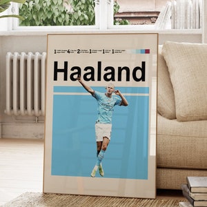 Erling Haaland Poster, Manchester City Poster, Haaland Poster, Download Druckkunst, digitales Wandposter für Wohnzimmer oder Büro