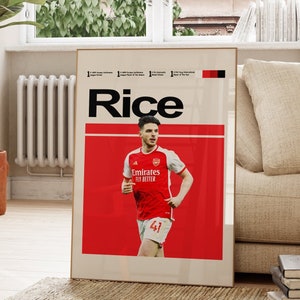 Declan Rice Poster, Arsenal Football Team, Download Art Print, Printable Digital Wall Decor, Football Posters, Soccer Gifts