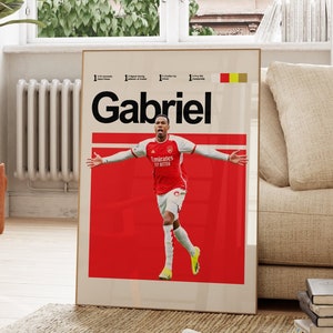 Gabriel Magalhaes Poster, Arsenal Poster, Gabriel Download Art, Printable Digital Wall Decor, Arsenal Wall Decor