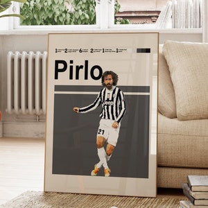 Andrea Pirlo Poster, Juventus Football Team, Digital Design Art, Printable Home Decor Instant Download Minimalist Wall Art