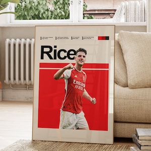 Declan Rice Poster, Arsenal Football Team, Instant Download Print Art, Printable Digital Wall Decor, Soccer Player Poster, Soccer Gifts