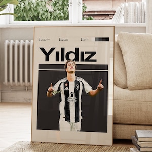Kenan Yildiz Poster, Juventus, Download Print, Fußballspieler Poster, minimalistische Dekoration, Fußball Geschenke.