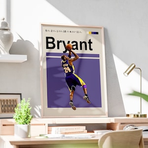 Kobe Bryant Los Angeles Lakers Poster, Canvas Frame, Kids Wall Decor,  Basketball Fan, Man Cave Gift for Him - Her, Paint Splash Sports Art