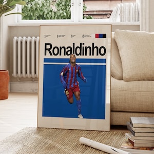 Póster de Ronaldinho, póster del Barcelona, póster digital imprimible de Ronaldinho, póster de fútbol descargable, descargas artísticas de fútbol
