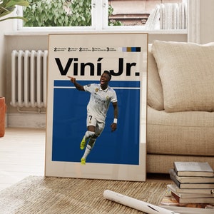 Vinicius Junior Poster, Real Madrid Fußball Poster, sofortiger Download Kunst, druckbare digitale Wanddekoration, Fußballgeschenke, Fußballdrucke