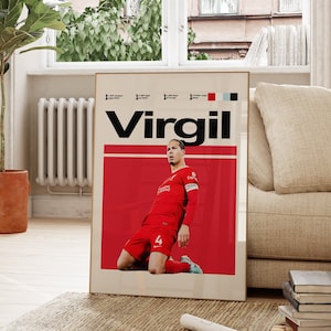 Virgil van Dijk Poster, Liverpool Football Team, Football Posters, Digital Home Decor, Soccer Prints, Minimalist Wall Art, Birthday Gifts