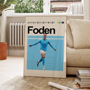 Phil Foden Poster, Manchester City Poster, Digital Print Art, Printable Home Decor, Soccer Player,Design Art, Birthday Gifts.