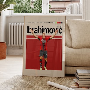 Zlatan Ibrahimović Poster, AC Milan Football Poster, Football Wall Poster, Ibrahimovic Print Art, Download Home Decor, Digital Design Art