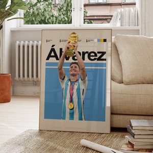 Póster de Julián Álvarez, póster de la selección argentina de fútbol, impresión de descarga instantánea, póster del Mundial de Argentina. Impresiones de fútbol.