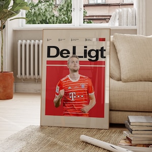 Cartel de Matthijs de Ligt, cartel del Bayern de Múnich, cartel de descarga de fútbol, cartel imprimible de Matthijs de Ligt, regalos de fútbol