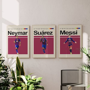 Lionel Messi Luis Suarez Neymar Poster, Barcelona Legends, Digital Print Art, Printable Home Decor, Football Posters, Soccer Gifts.