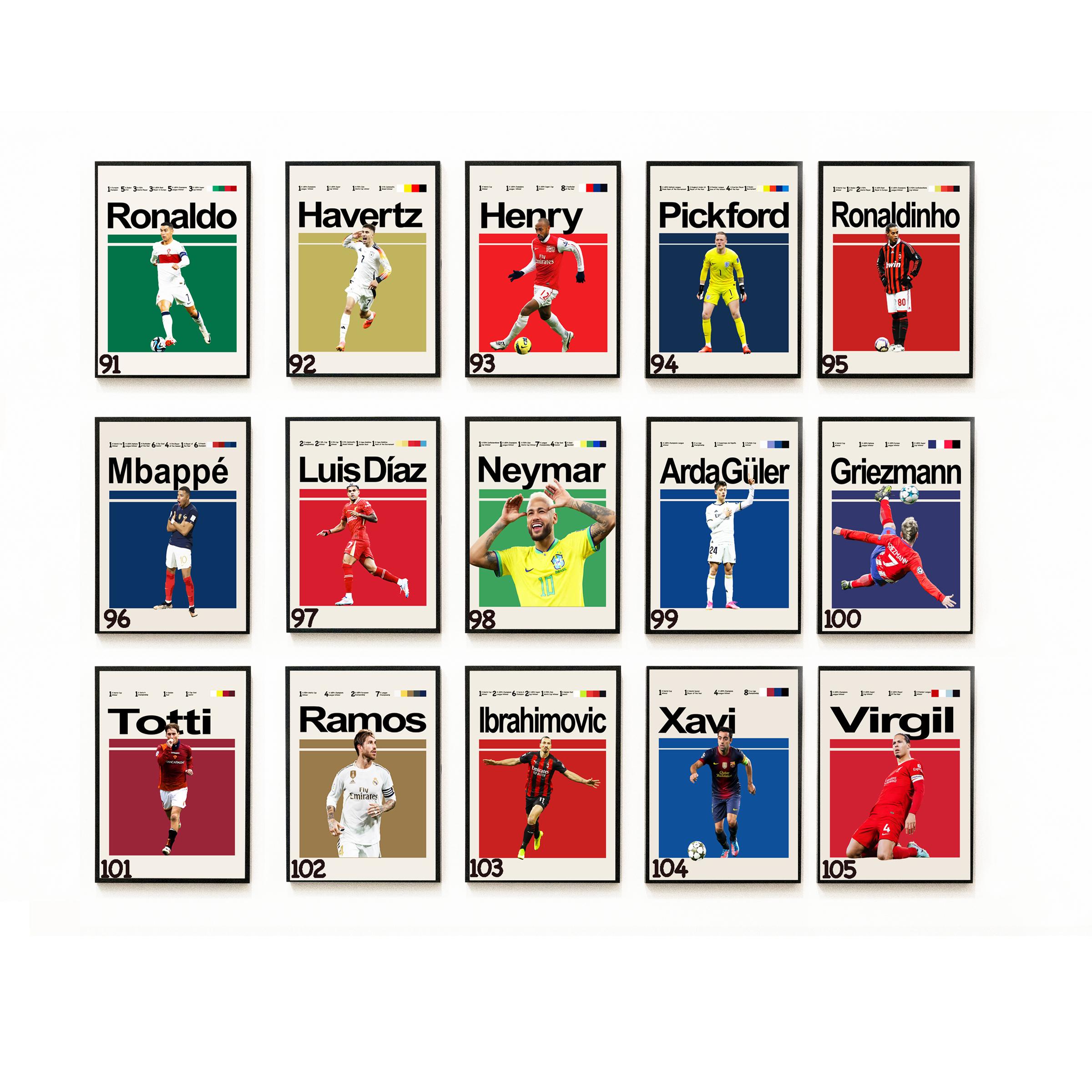 フットボール レジェンド100 アートポスター A1版 フットボール