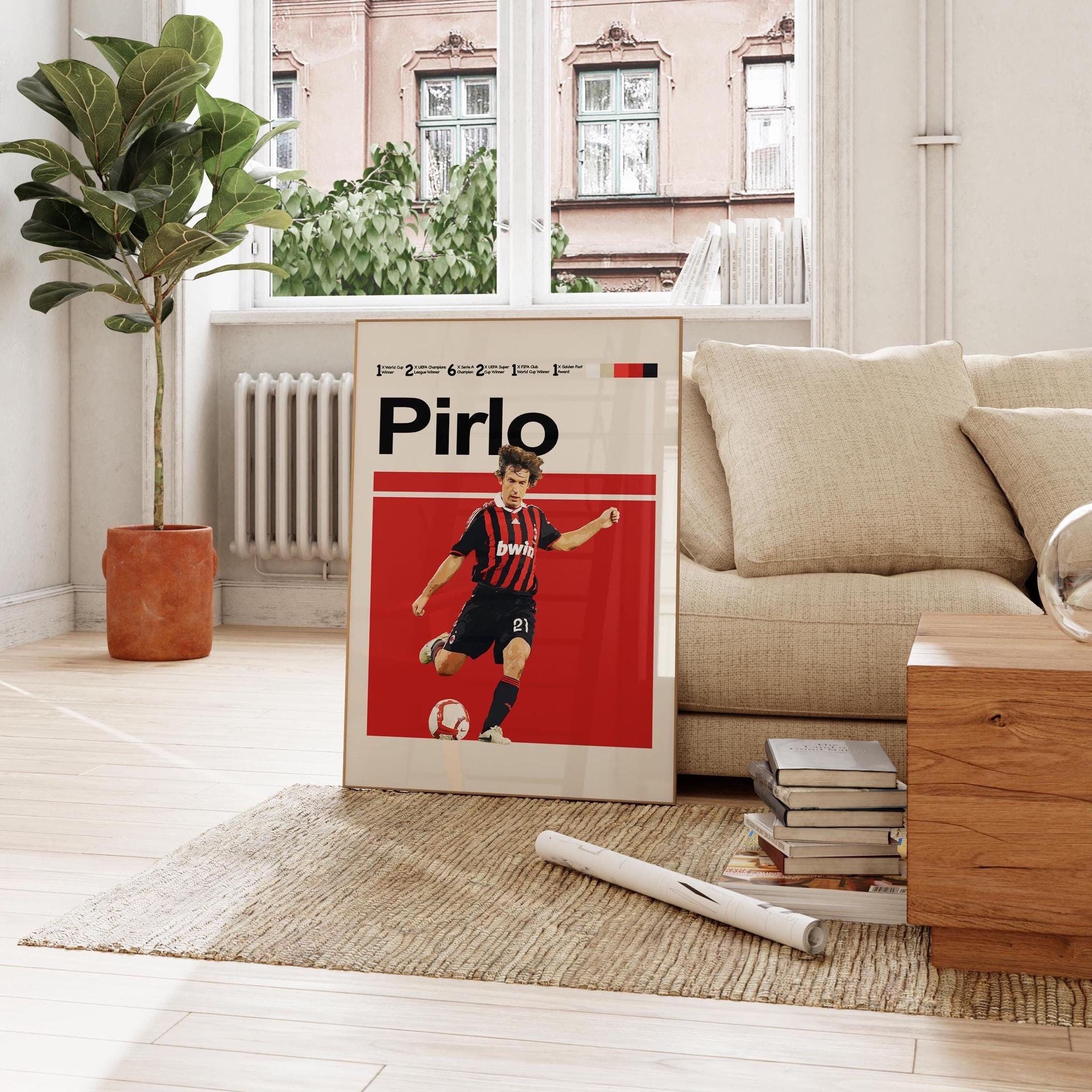 Andrea Pirlo Poster, AC Milan, Football Wall Decor, Download Print Art. Pirlo Inspired Art. Mid-Century Modern.