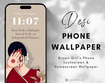 Fondo de pantalla para teléfono con afirmaciones de Desi Brown Girl, fondo de pantalla estético con cita, minimalista e inspirador, descarga digital para iPhone o Android