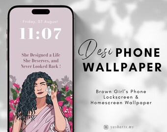Sfondo per telefono con affermazioni di Desi Brown Girl, sfondo estetico per telefono con citazioni, minimalista ispiratore, download digitale per iPhone o Android