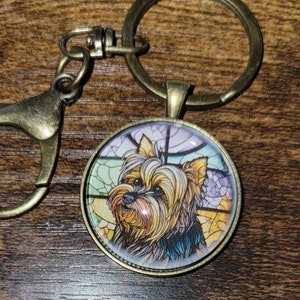 Yorkshire Terrier Glass Cabochon Keychain
