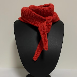 Red Sophie scarf, birthday gift, red Sophie neck scarf, gift idea, hand knit scarf gift, knitted scarf, neckerchief, minimalist scarf