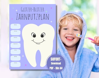 Toothbrushing plan for children - to print, PDF, playful toothbrushing fun, brushing teeth children, DIY oral hygiene, family health plan