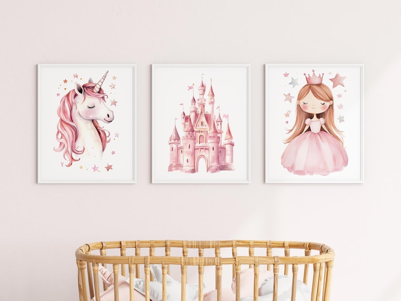 Unicorn Nursery Decor, Girl Bedroom Wall Art, Girlsroom Decor, Castle ...