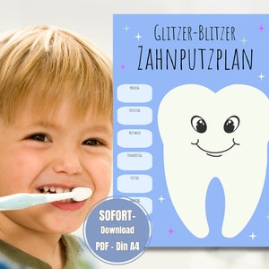 Zähne putzen Kinder - Plan zum Ausdrucken, Spielerischer Zahnputz-Spaß PDF, Kreative DIY Mundhygiene, Motivation Zähneputzen,Sofort-Download