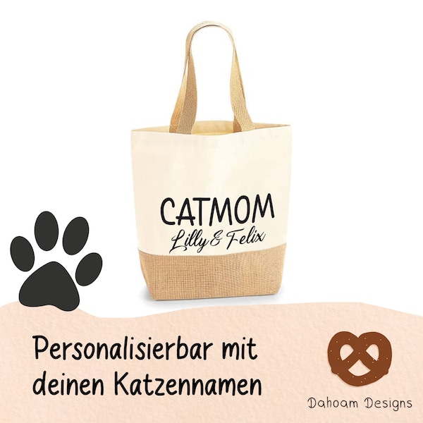 Catmom Baumwoll-Canvas Tasche - Katzenmama Geschenkidee Umhängetasche
