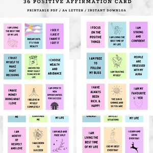 Affirmation Cards Printable, Positive Affirmation Card, Manifesting Kit, Motivational Cards, Mindfulness Affirmations, Self care cards, PDF