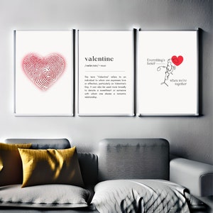 Valentines day decor, Set of 3 PRINTABLES, Love Heart printables, Valentine Decor, Romantic wall art gift, Valentines day gift, Gift for her