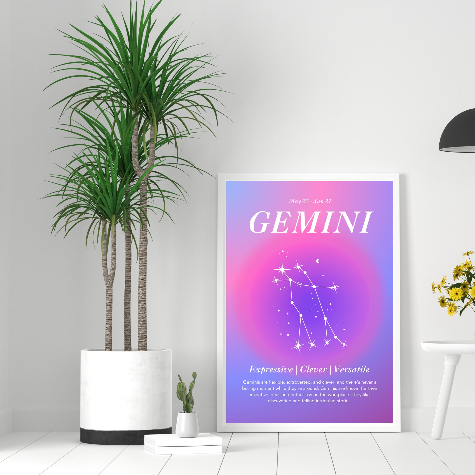 Gemini Zodiac Sign Poster, Gemini Printable, Gemini Star Sign Print ...
