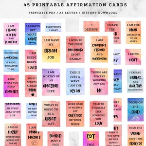 Affirmation Cards Printable, Positive Affirmation Card, Manifesting Kit, Motivational Cards, Mindfulness Affirmations, Self care cards, PDF
