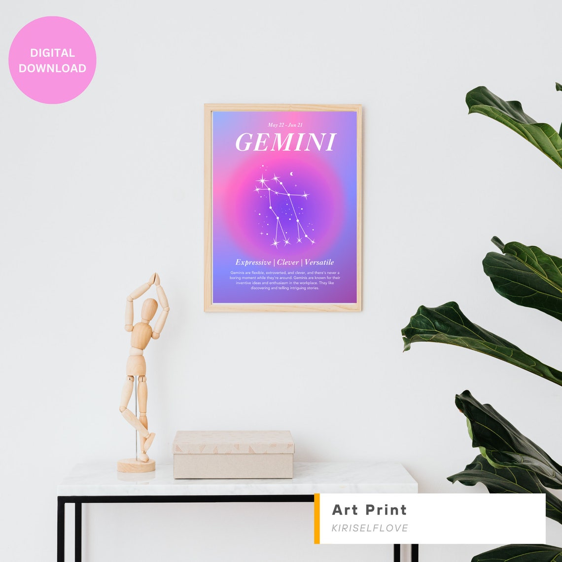 Gemini Zodiac Sign Poster, Gemini Printable, Gemini Star Sign Print ...