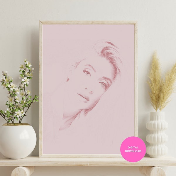 Printable Wall Art for a Home Decor- Stunning Pencil Sketch Portrait of a Woman, High-Quality Print Designed Graphic Art from Real Photo
