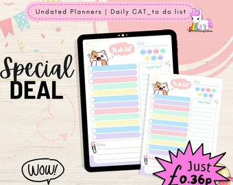 Lista delle cose da fare per i gatti: planner stampabile kawaii (download digitale)