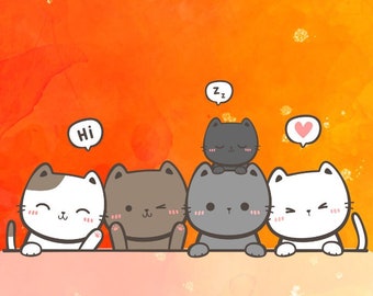 Planner settimanale per gatti: Kawaii Landscape Printable (download digitale)