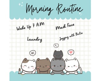 Note sui gatti, Kawaii, Hello Printable Design, Organizzatore, Pianificatore da ufficio, Pianificatore da scrivania, Motivazionale, Ispirato, Colore