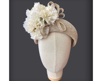 Champagne coloured crown headpiece with ivory flower embellishment
