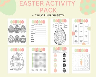 Easter Activity Pack, Easter Word Search, Easter Bingo, Easter Coloring Sheets, Easter Printable, Kids Activity Printable, Shadow Matching