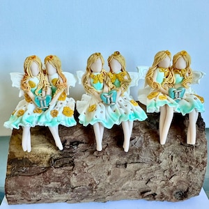 Handmade Gemini Zodiac Fairy Twins: Polymer Clay Birthday Gift