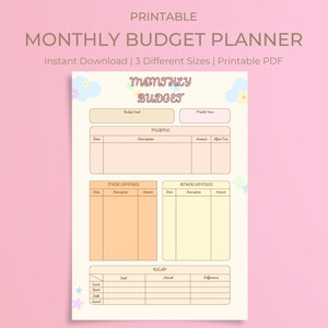 Cute monthly budget planner, digital budget spreadsheet, financial tracker, printable budget binder, budget template, paycheck planner