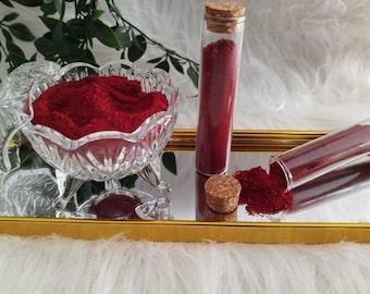 Poudre naturelle Aker Fassi - Poudre de beauté marocaine 100 % pure - Mélange de grenade et de pavot pour les lèvres, les joues, la peau et les cheveux