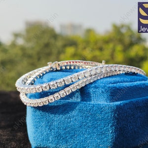 2 mm 3mm 925 Sterling Silver VVS Moissanite Tennis Bracelet Passes Diamond Tester