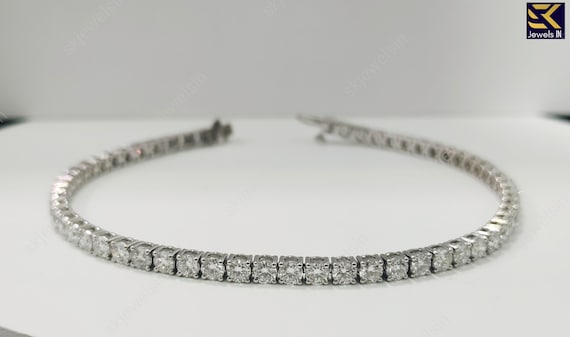 Silver Moissanite Tennis Bracelet, 2.80MM Round Diamond Tennis Bracelet, VVS Moissanite Bracelet, Diamond tester pass, 925 Silver  Bracelet